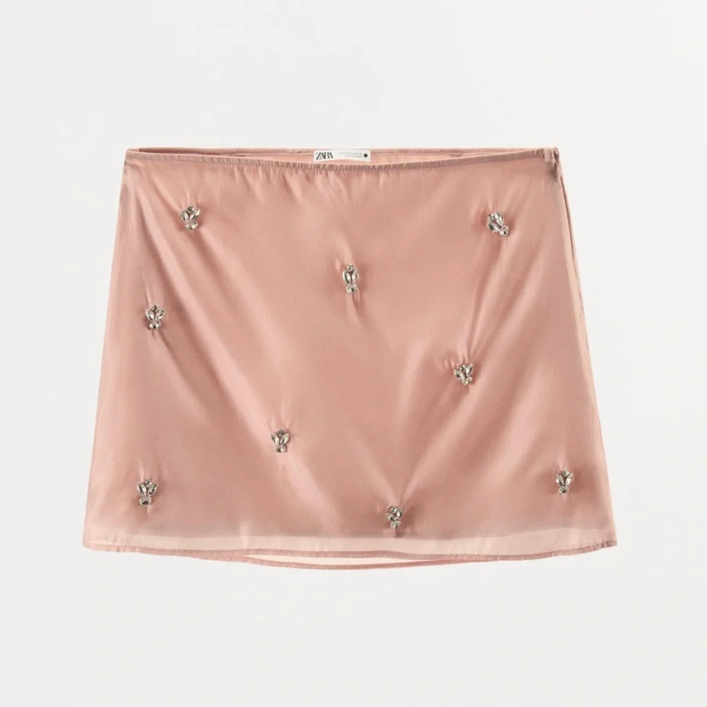 Zara Blush Mini Skirt with Embellishments damaged